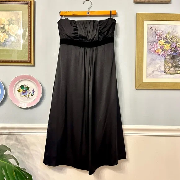 Banana Republic Silk Black Strapless Cocktail Dress Formal Wedding Guest Size 10 - Picture 1 of 9